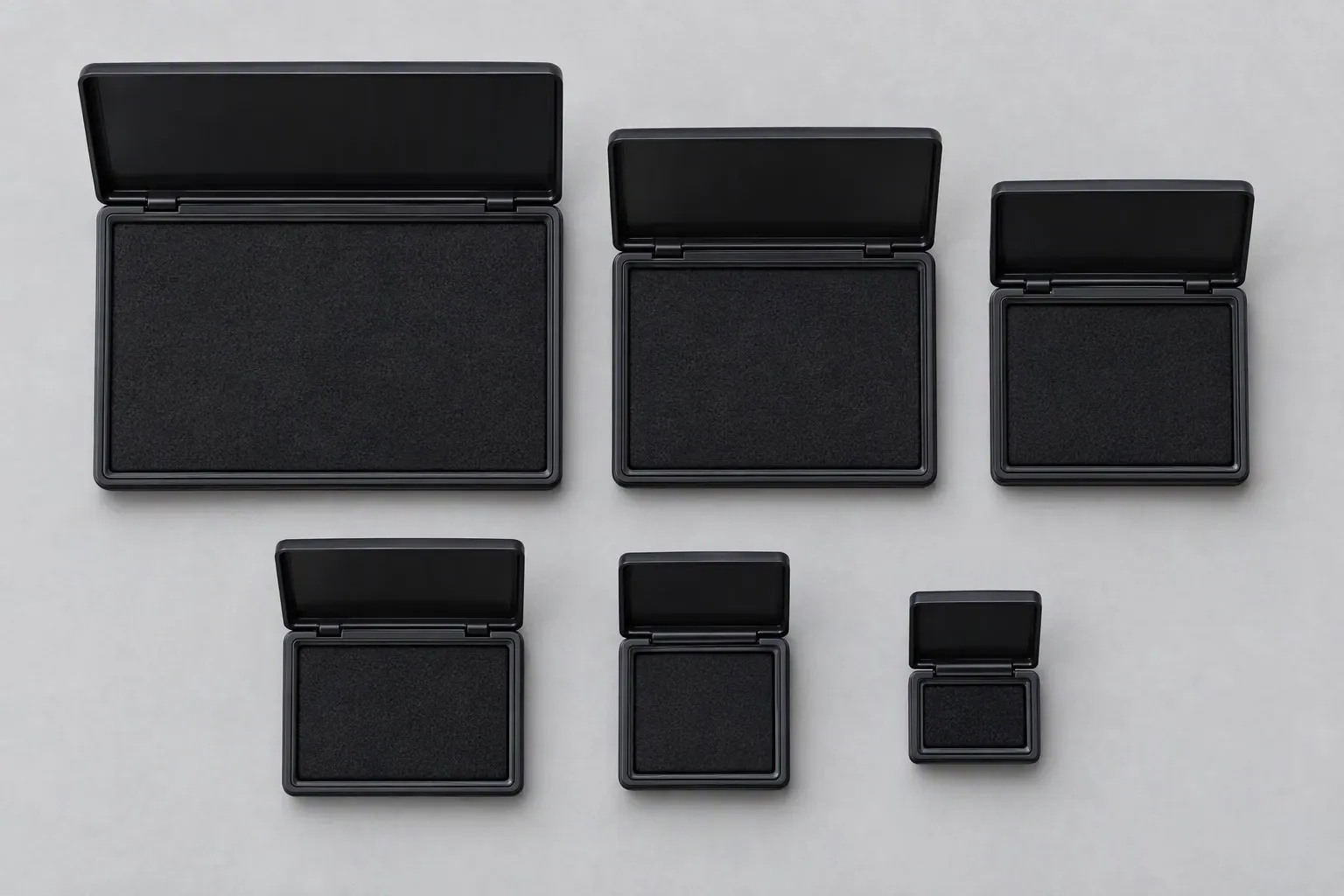 Top-down view of the Xfingerprints fingerprint ink pad range