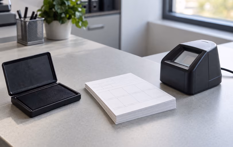 Almohadillas de tinta para huellas Xfingerprints en sus estuches protectores