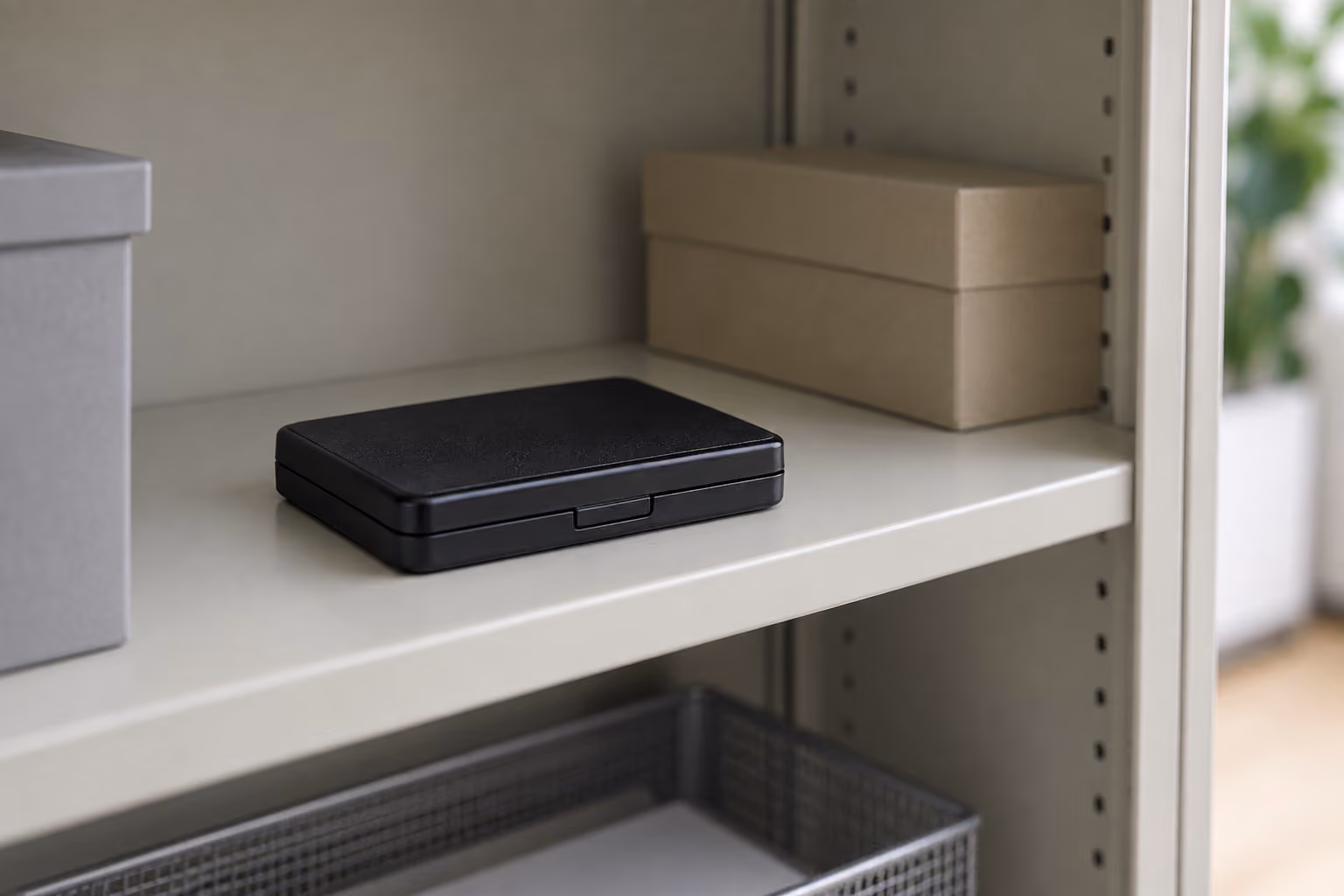 Fingerprint ink pads stored in a closed case