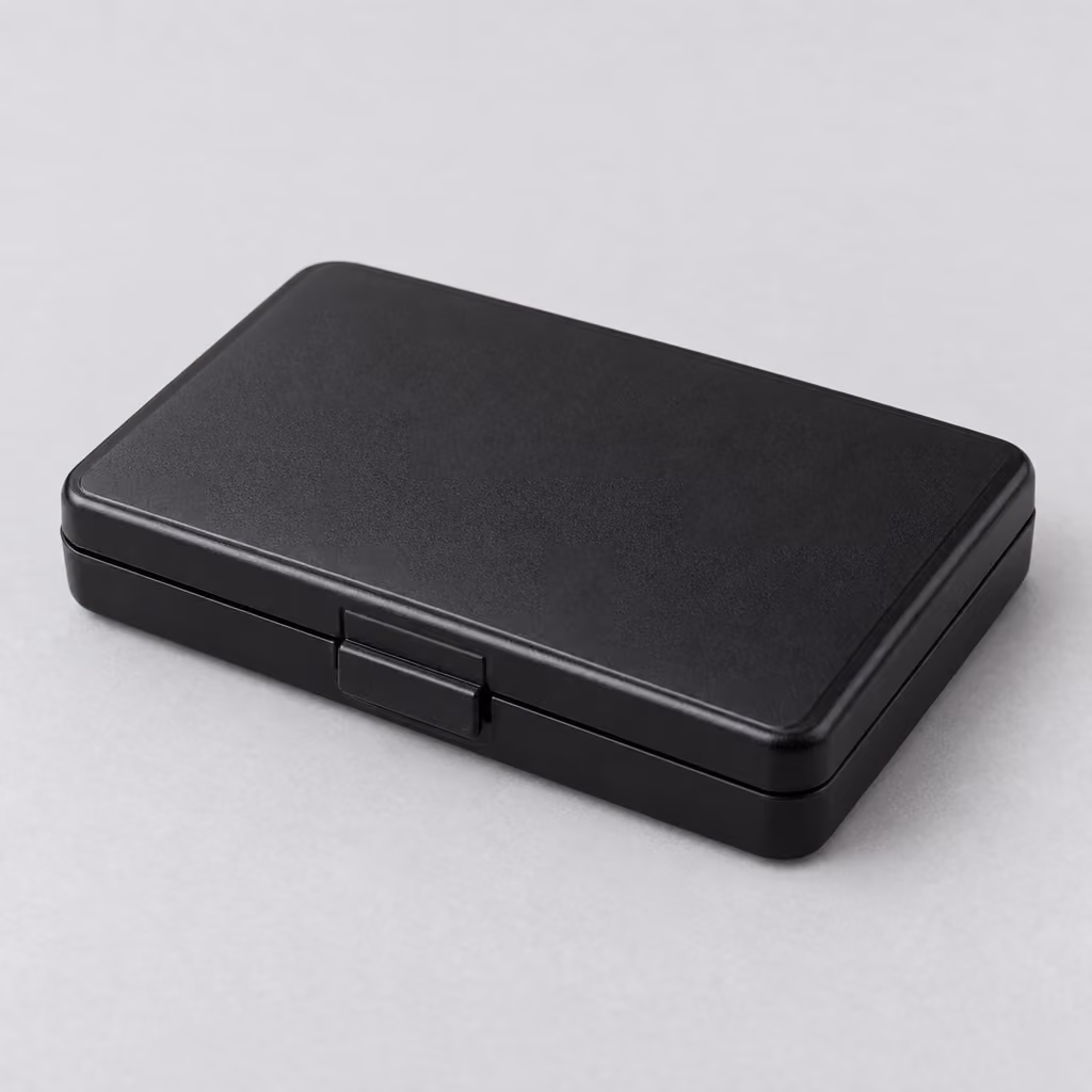 Ultra Black fingerprint ink pad in its hinged protective case