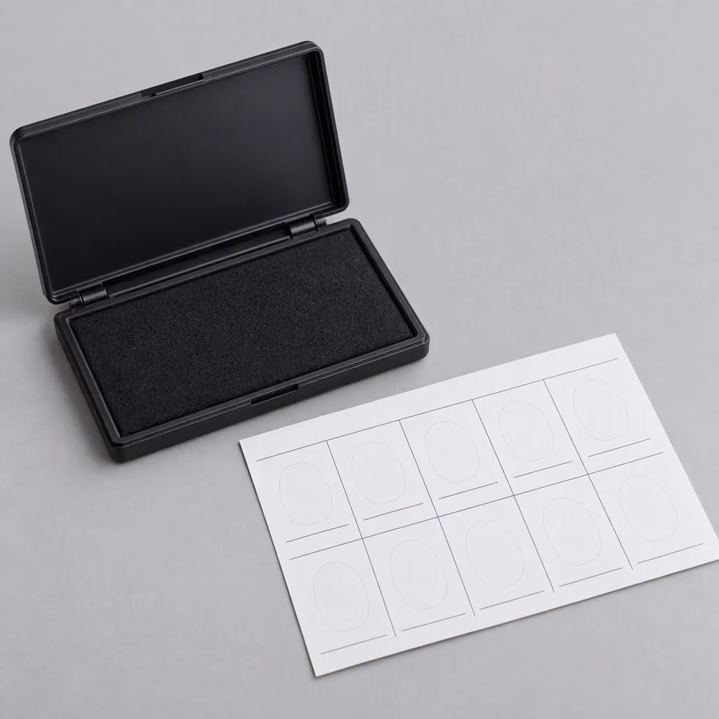 Ultra Black fingerprint ink pad in its hinged protective case